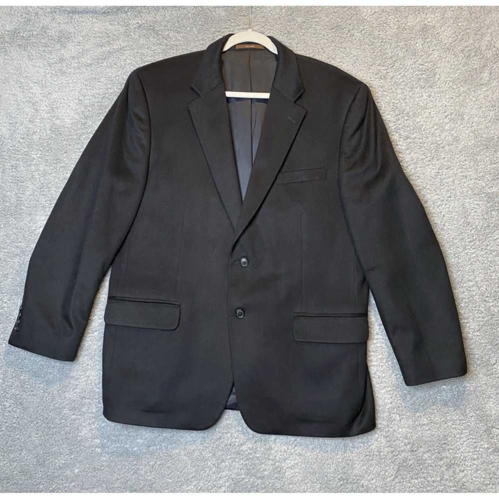 Tasso Elba Mens Black 100% Cashmere Suit Jacket Size 44R Blazer Coat Classic‎